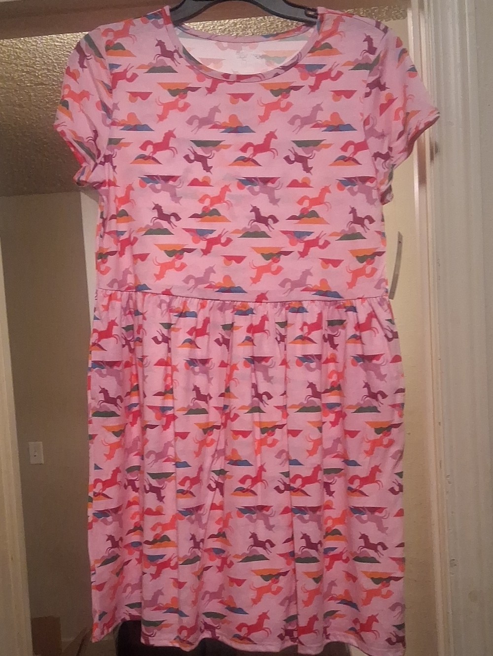wonder nation Pink Dress with Multicolor Unicorns